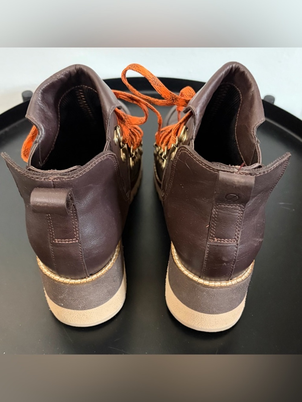 Cole Haan Grand Explore Brown Leather Lace-Up Platform Boot with Orange Laces - Picture 3 of 11